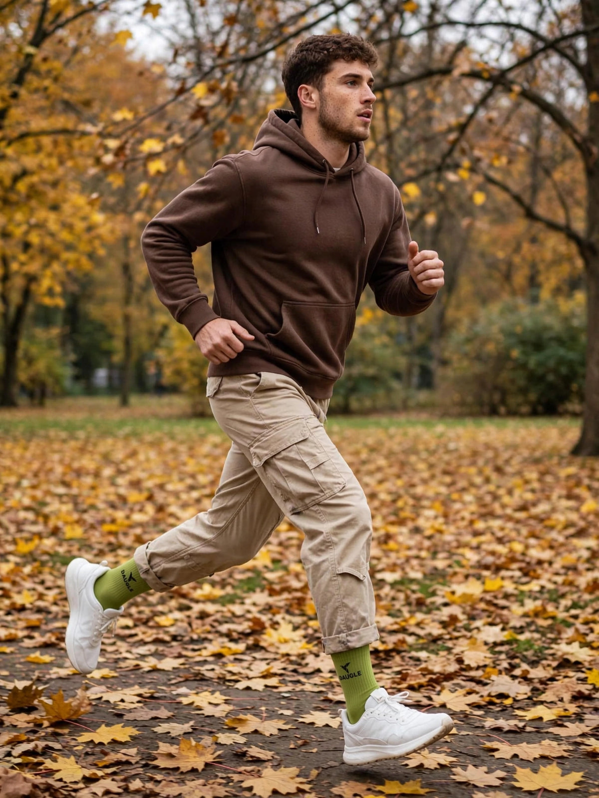 DAUGLE Unisex Crew Socks - Olive Green (2-Pack)⁠ 