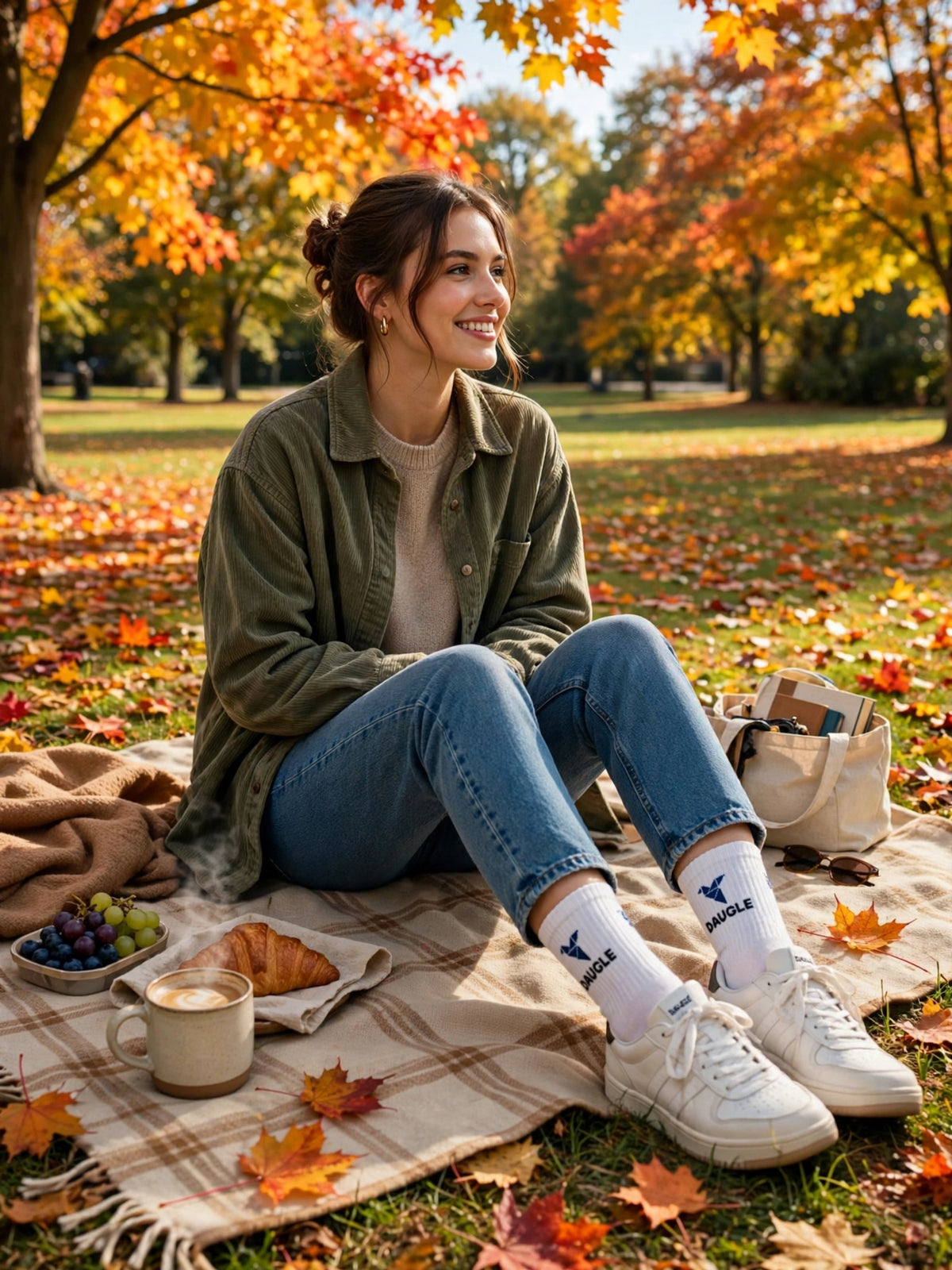 DAUGLE White Crew Socks (3-Pack)⁠ 