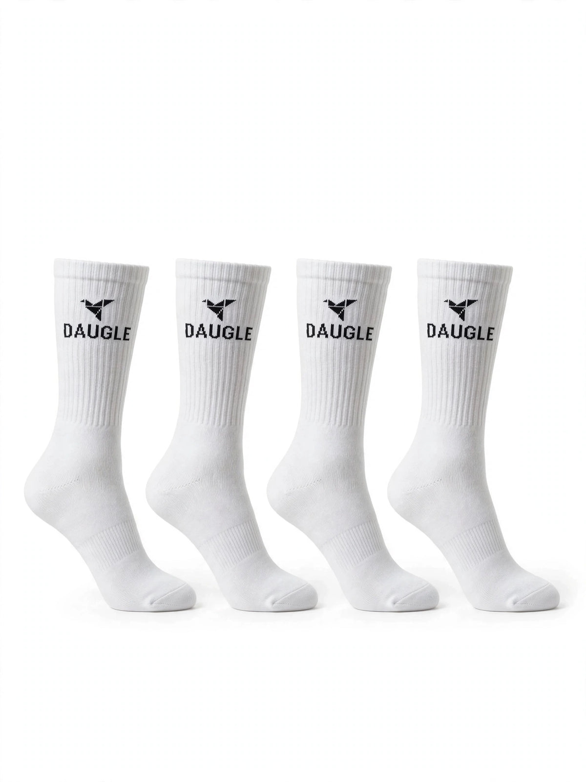 DAUGLE Sports Crew Socks - White (2-Pack)
