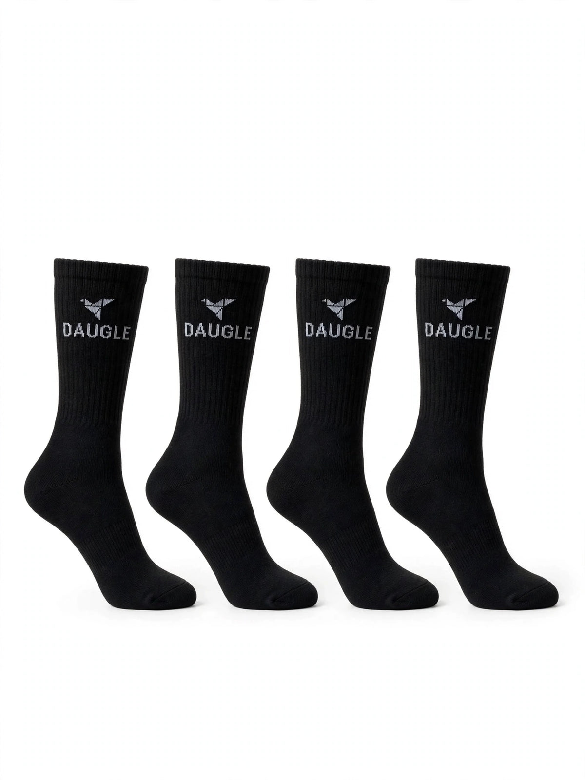 DAUGLE Sports Crew Socks - Black (2-Pack)⁠