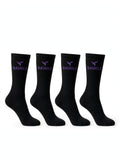 DAUGLE Unisex Crew Socks - Black/Purple (2-Pack)