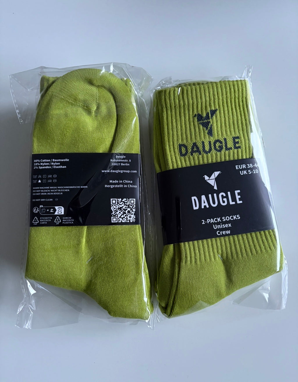 DAUGLE Unisex Socks, Olive Green, Comfort Meets Style, EU 38-44 (2 pairs per pack)