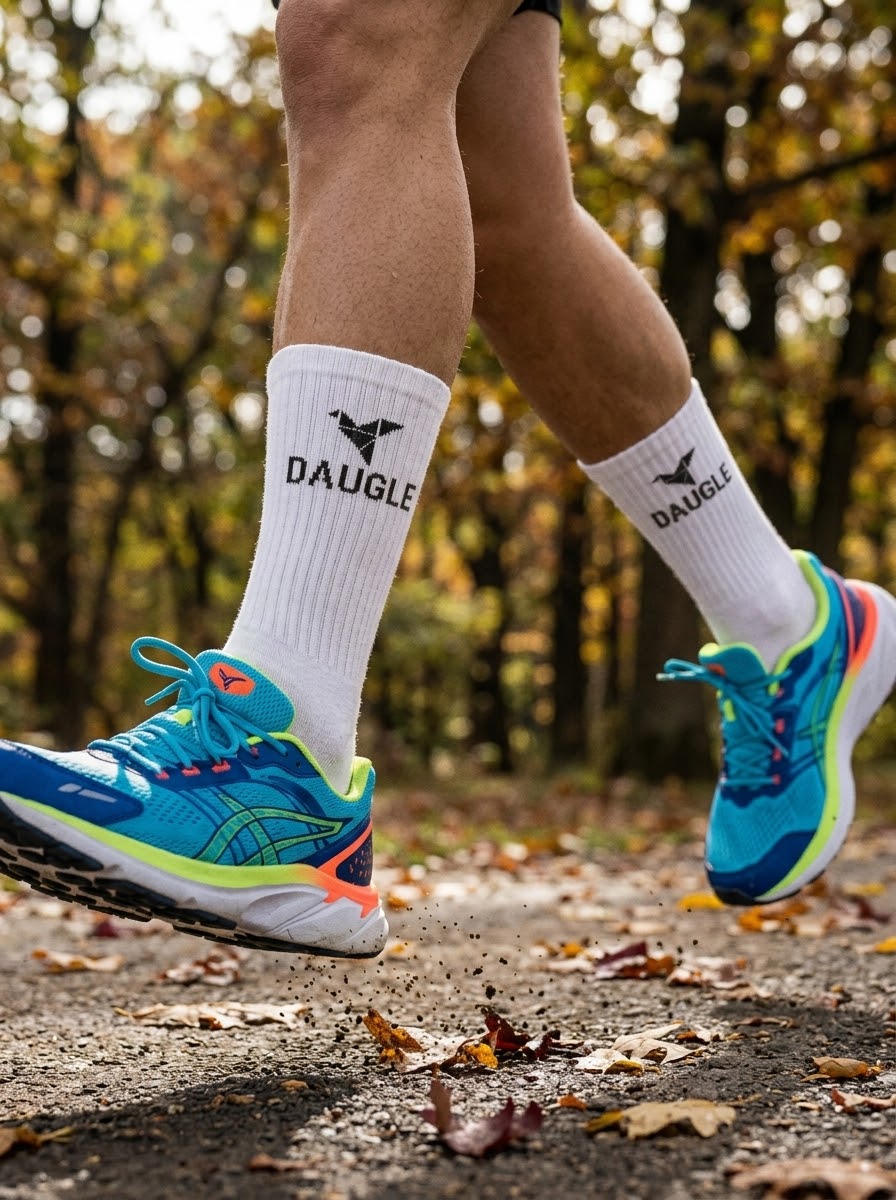 DAUGLE Sports Crew Socks - White (2-Pack)