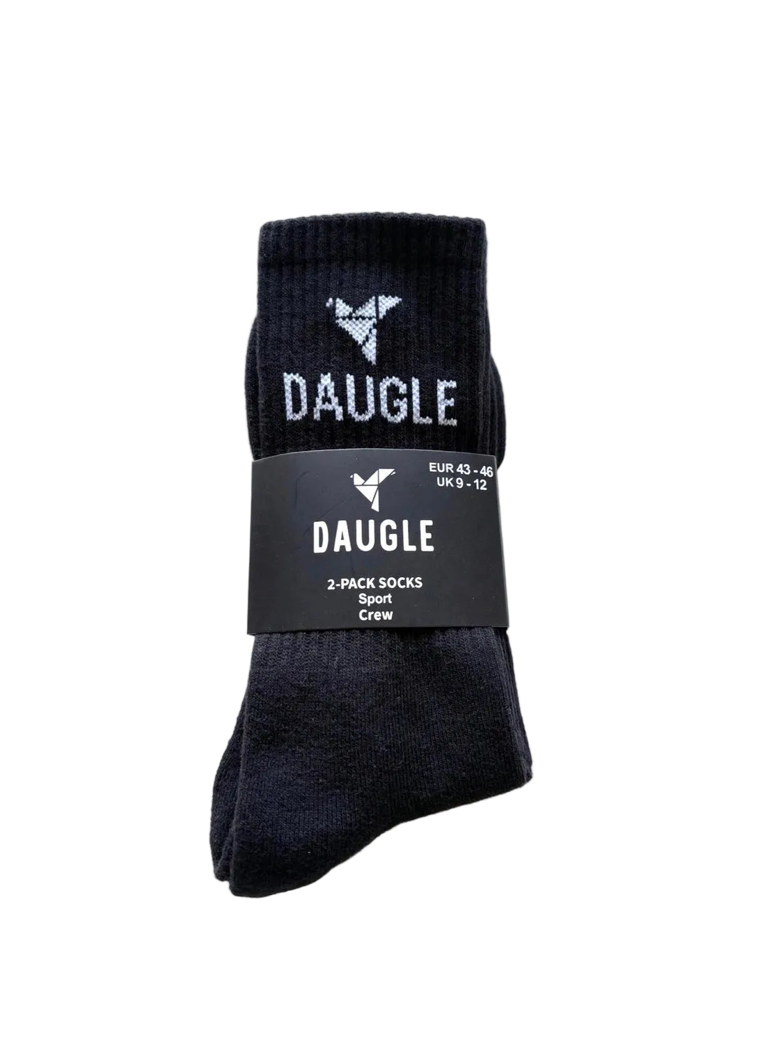 DAUGLE Sports Crew Socks - Black (2-Pack)⁠