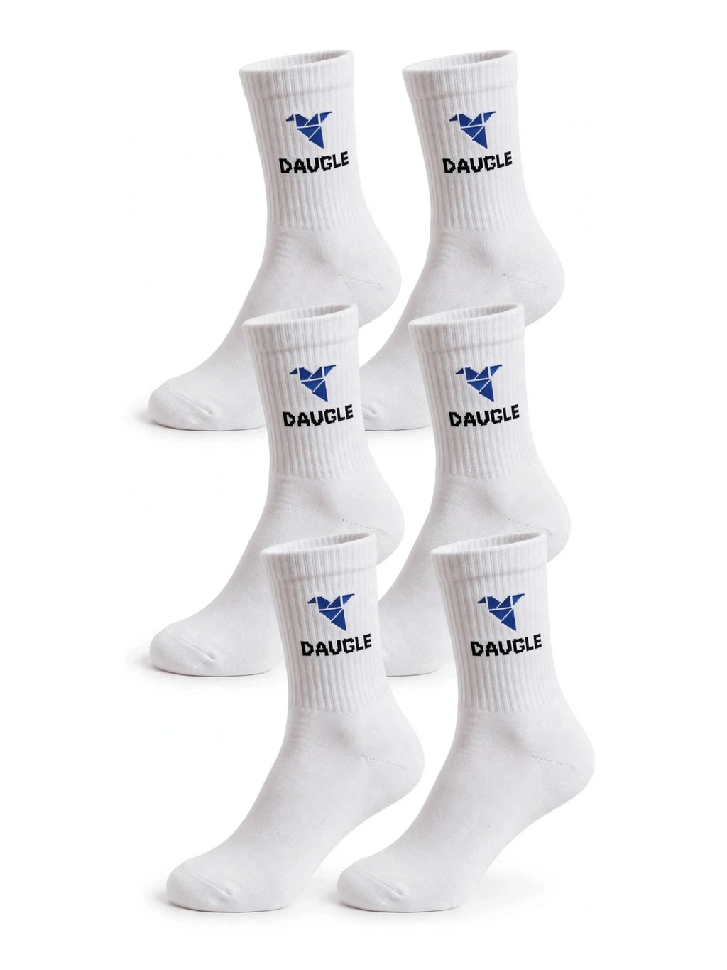 DAUGLE White Crew Socks (3-Pack)⁠ 
