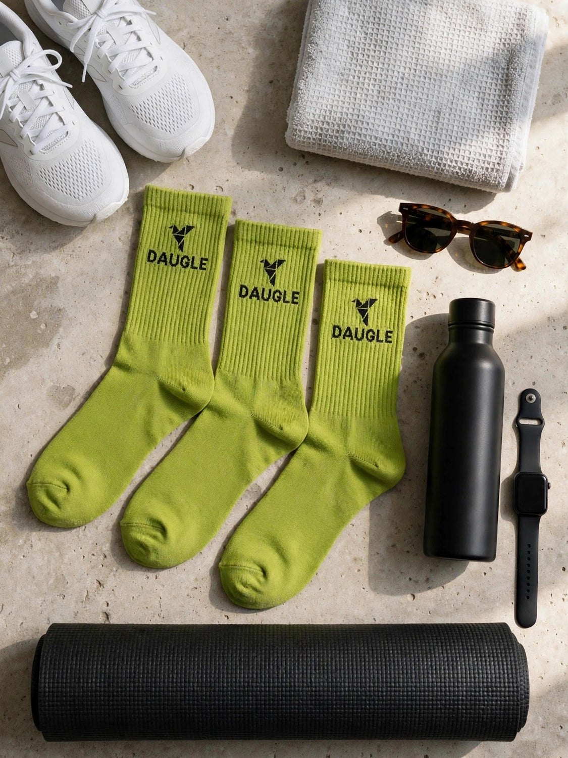 DAUGLE Unisex Crew Socks - Olive Green (2-Pack)⁠ 